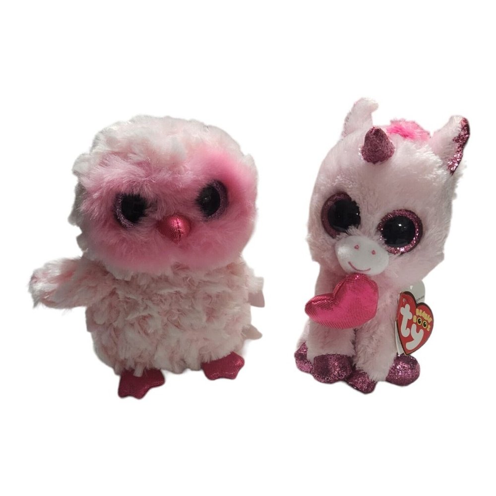 Ty Beanie  - TWIGGY the Pink Owl / Darling Unicorn (6 Inch)